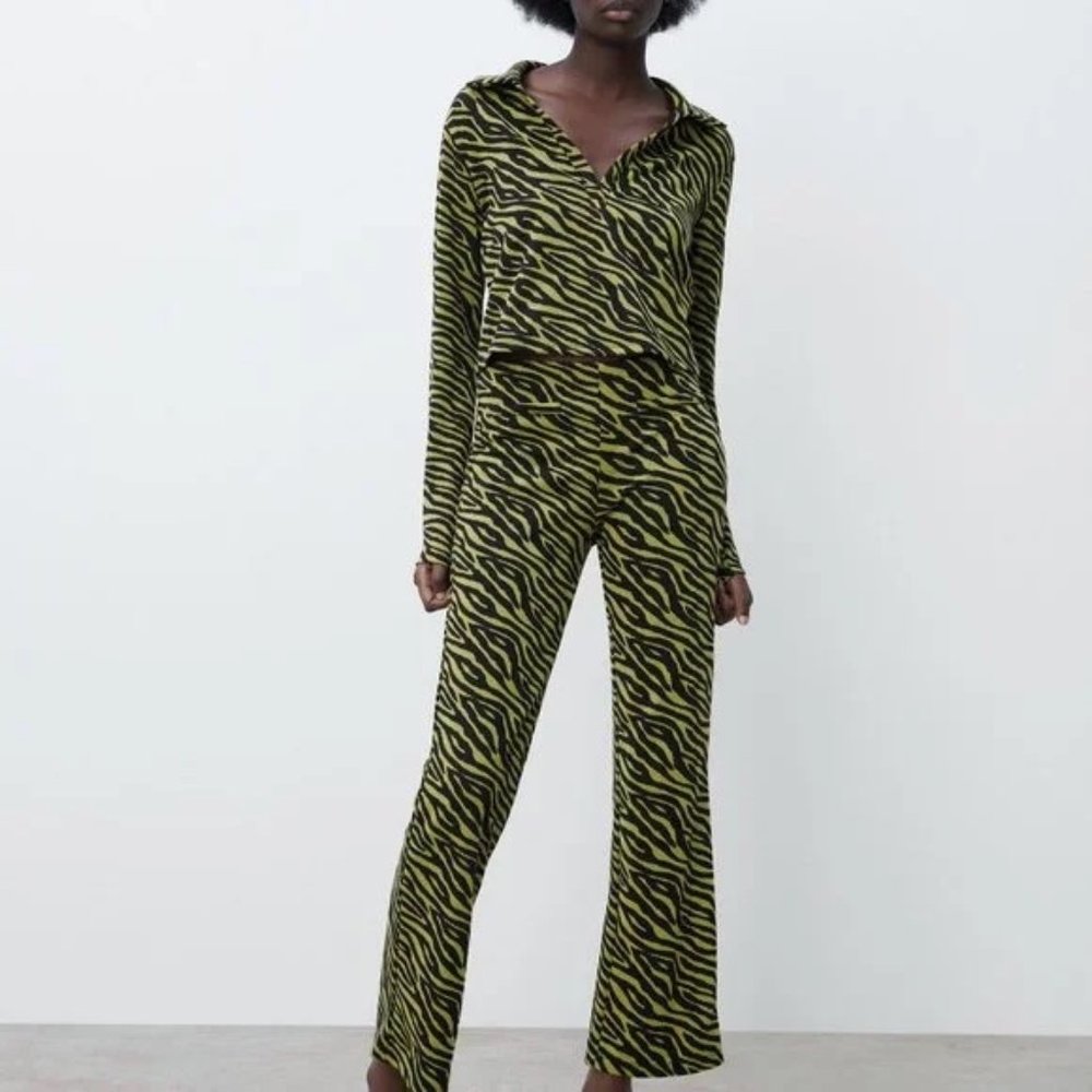 Blogger's Fave - ZARA JACQUARD PRINT POLO & FLARE PANTS SET